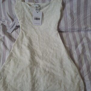 Princess Polly White Textured Mini Dress Wide Strap Size US2 NWT